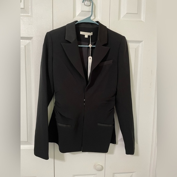 Jonathan Simkhai Women’s NWT Black Eye Closure Ruched Crepe Blazer Size 2 - Picture 8 of 13